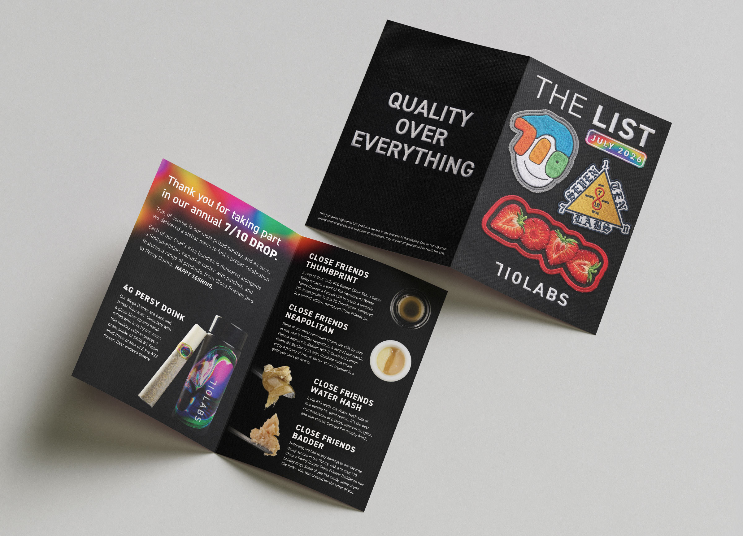 Booklet flat to show interior and exterior